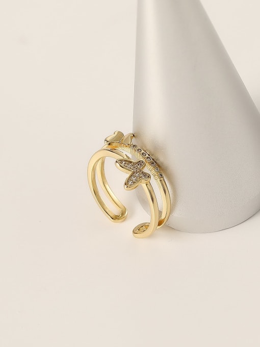 HYACINTH Brass Cubic Zirconia Star Minimalist Stackable Fashion Ring 0