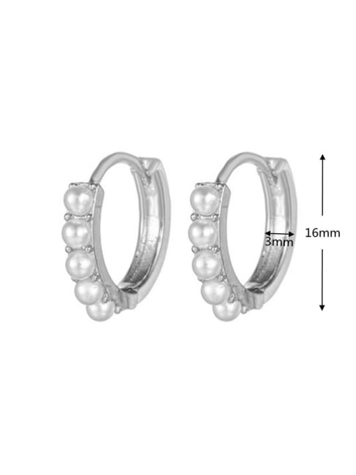 756 white K Brass Imitation Pearl Round Minimalist Huggie Earring