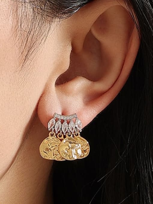 Five Color Brass Cubic Zirconia Geometric Minimalist Drop Earring 1