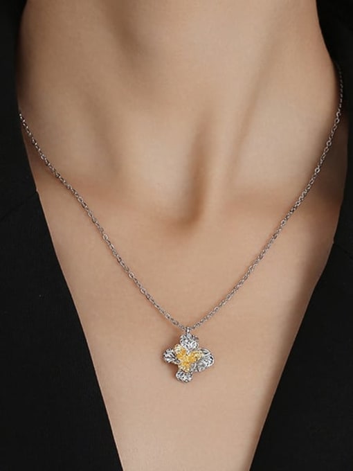 TINGS Brass Cubic Zirconia Flower Hip Hop Necklace 1
