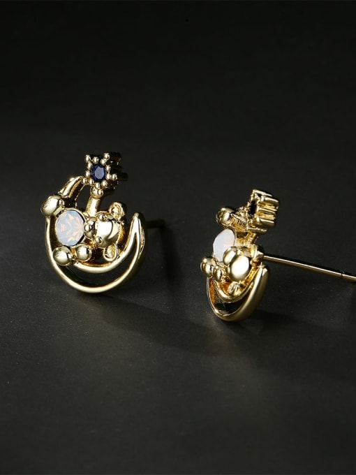 AOG Brass Cubic Zirconia Irregular Vintage Stud Earring 1