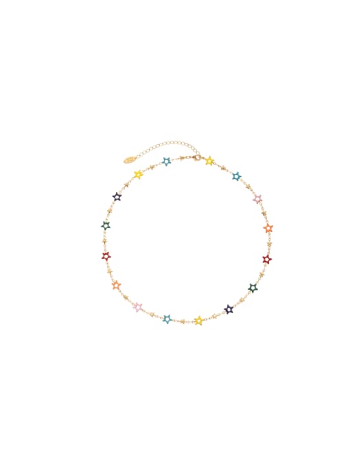Five Color Brass Enamel Cute Pentagram Bracelet and Necklace Set 0