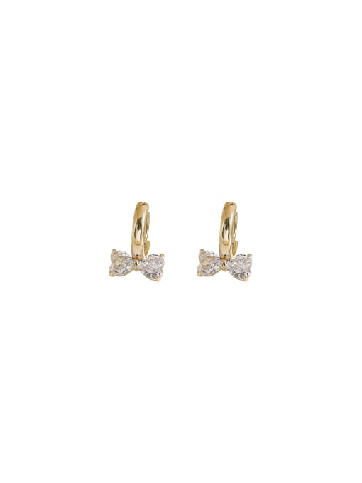 HYACINTH Brass Cubic Zirconia Bowknot Dainty Stud Earring