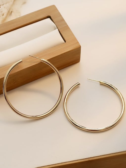 HYACINTH Copper Hollow Round Minimalist Hoop Trend Korean Fashion Earring 4
