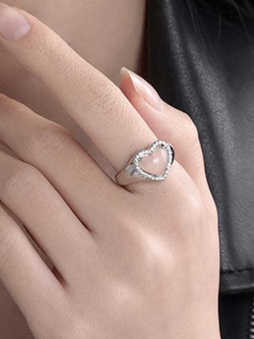 TINGS Brass Cubic Zirconia Heart Minimalist Band Ring 1
