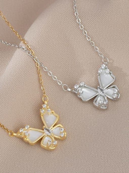YOUH Brass Cubic Zirconia Butterfly Dainty Necklace 2