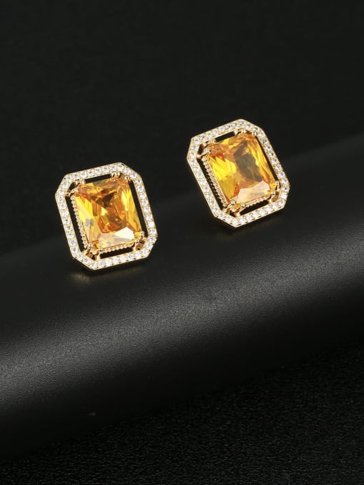 OUOU Brass Cubic Zirconia Geometric Luxury Cluster Earring 1