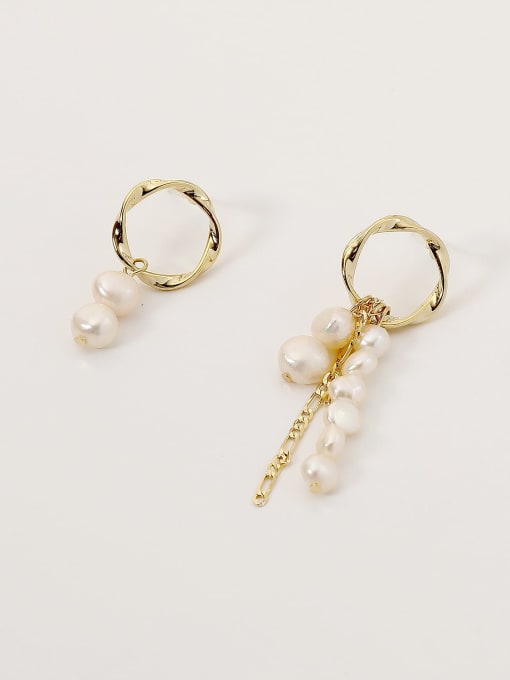 HYACINTH Brass Imitation Pearl Geometric Minimalist Drop Trend Korean Fashion Earring 4