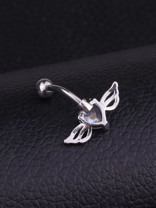 HISON Stainless steel Cubic Zirconia Wing Hip Hop Belly Rings & Belly Bars 2