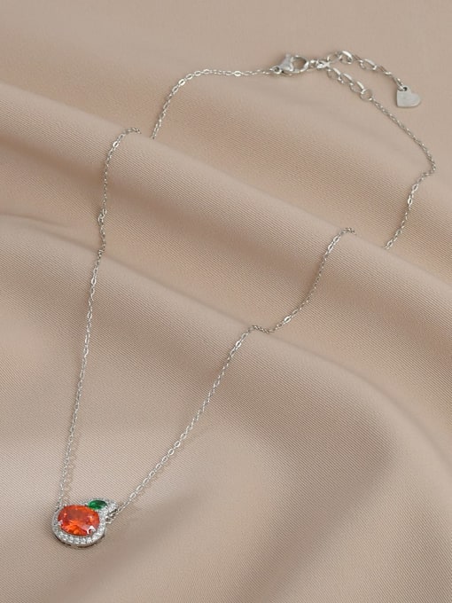 Steel color XL00221 Brass Cubic Zirconia Rabbit Dainty Necklace
