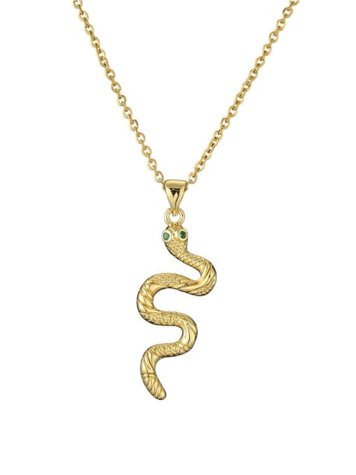 20299 Brass Rhinestone Snake Vintage Necklace