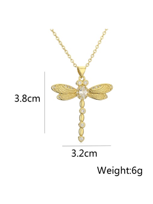 AOG Brass Cubic Zirconia Dragonfly Cute Necklace 3