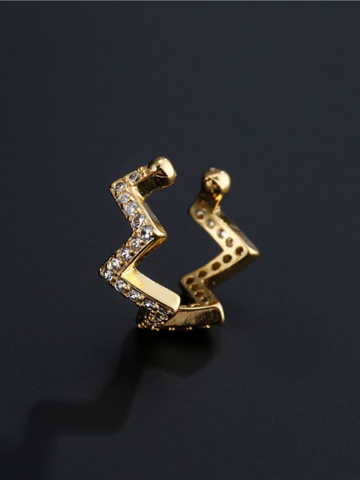 AOG Brass Cubic Zirconia Geometric Vintage Clip Earring (Single Only One) 2