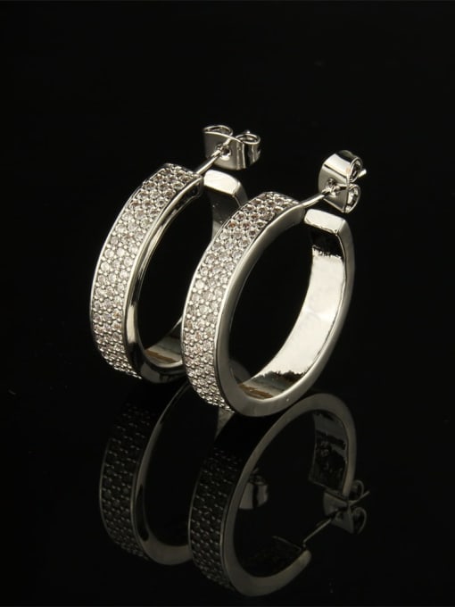 Platinum plating Brass Cubic Zirconia Round Dainty Huggie Earring
