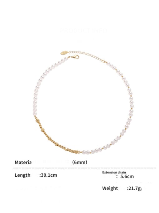 ACCA Brass Imitation Pearl Minimalist Geometric  Bracelet and Necklace Set 3