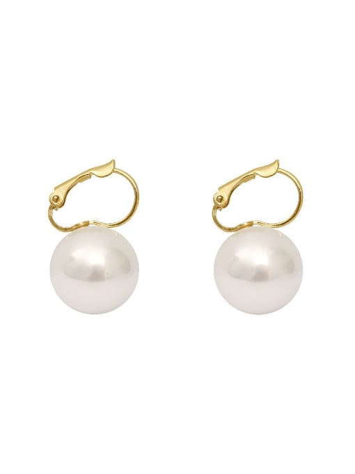 14 K gold Copper Imitation Pearl Geometric Minimalist Huggie Trend Korean Fashion Earring