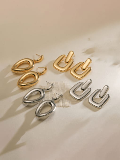 AOG Brass Geometric Minimalist Drop Earring 0