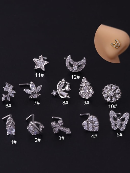 HISON Brass Cubic Zirconia Star Cute Nose Studs(Single Only One) 1