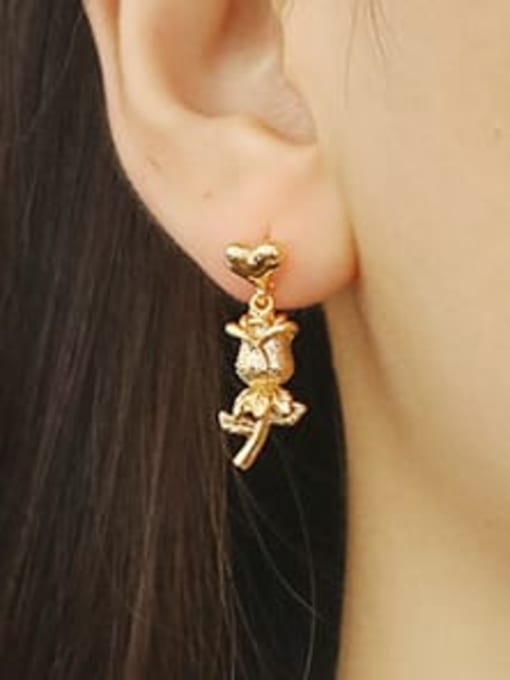 ACCA Brass Rosary Flower Vintage Stud Earring 2
