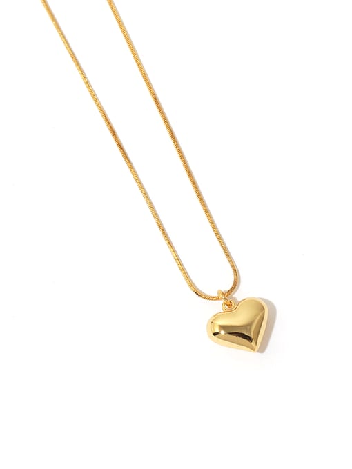 Five Color Brass Smooth Heart Minimalist Necklace 0