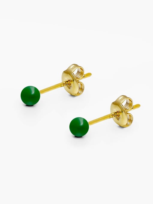 Light green 14K gold Brass Resin Ball Minimalist Stud Earring