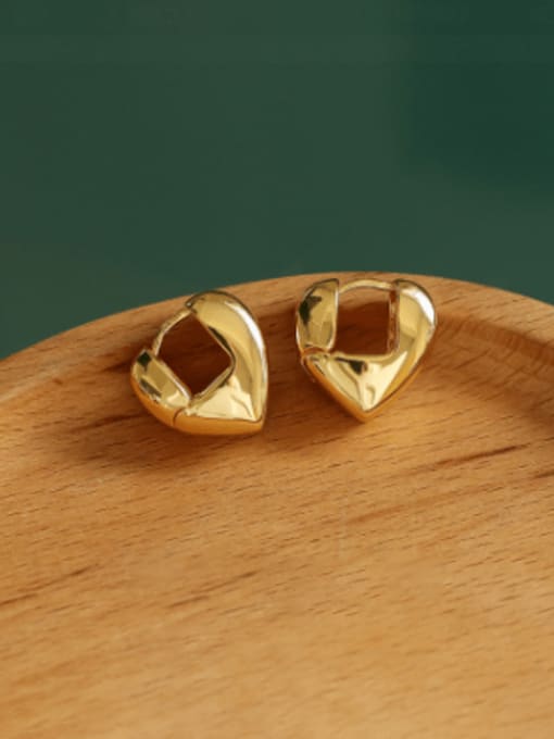 Five Color Brass  Smooth Heart Vintage Stud Earring 0