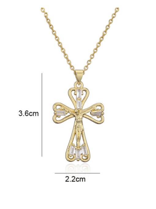 AOG Brass Cubic Zirconia Cross Vintage Regligious Necklace 2