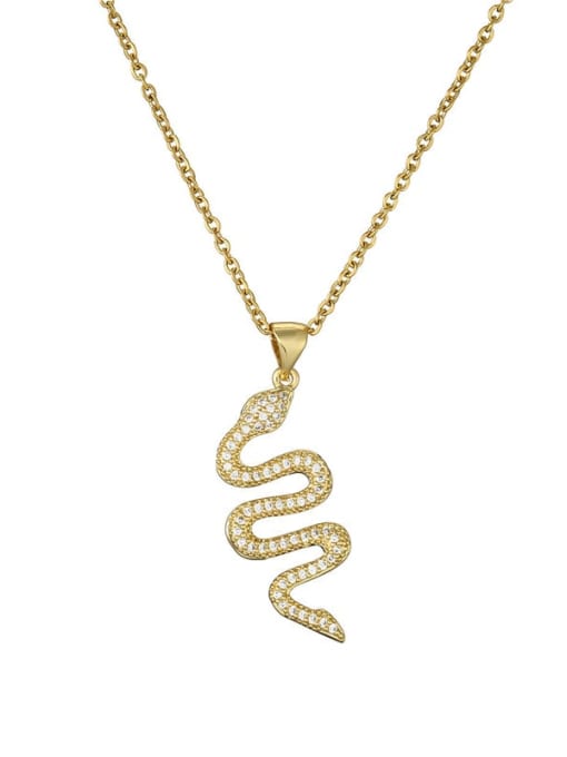 AOG Brass Rhinestone Snake Vintage Necklace 0