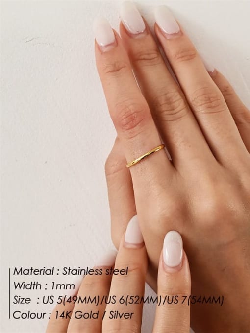 1mm gold US 5 Stainless steel Geometric Minimalist Band Ring
