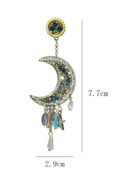 SUUTO Brass Cubic Zirconia Moon Tassel Vintage Cluster Earring 3