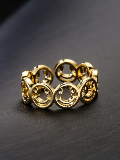 AOG Brass Hollow Geometric Hip Hop Band Ring 1