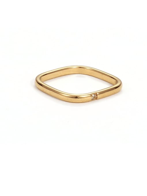 Square ring Brass Rhinestone Geometric Minimalist Band Ring