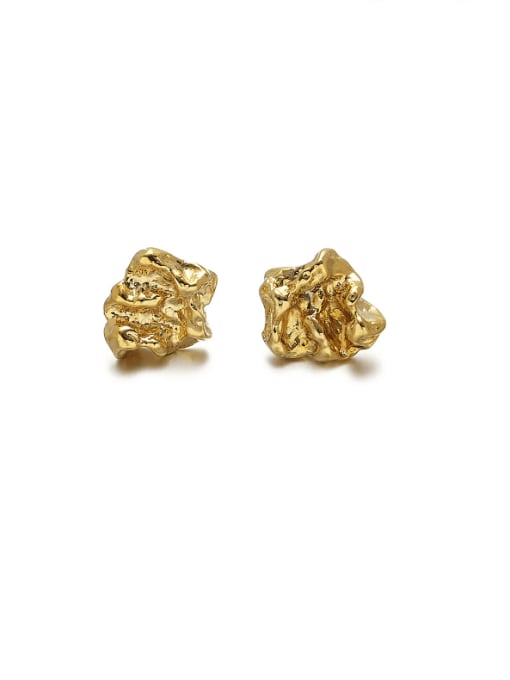 golden Brass Geometric Hip Hop Stud Earring