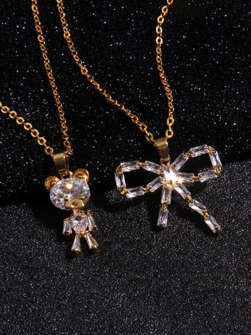 AOG Copper  Cubic Zirconia Butterfly Trend Bear Flower Pendant Necklace 2
