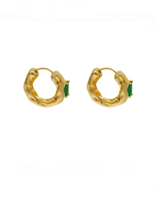 HYACINTH Brass Cubic Zirconia Geometric Vintage Huggie Earring