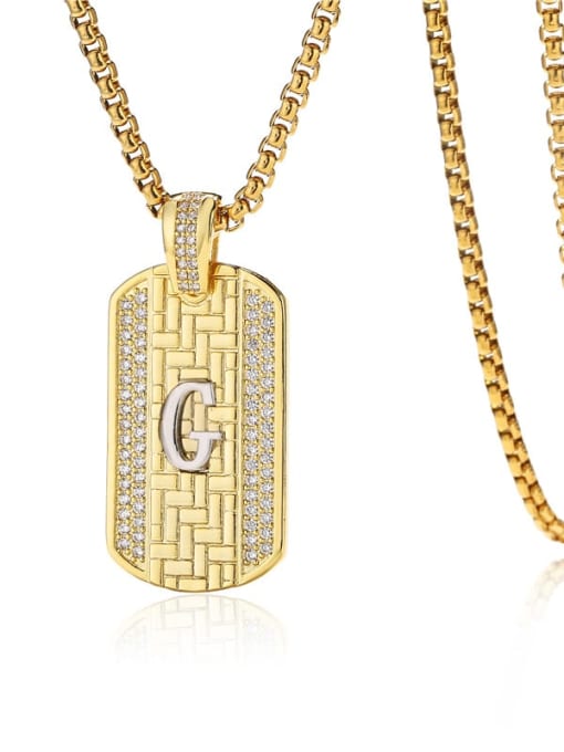 G Brass Cubic Zirconia Letter Vintage Geometric Pendant Necklace