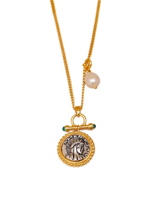 HYACINTH Brass Coin Vintage Necklace 0