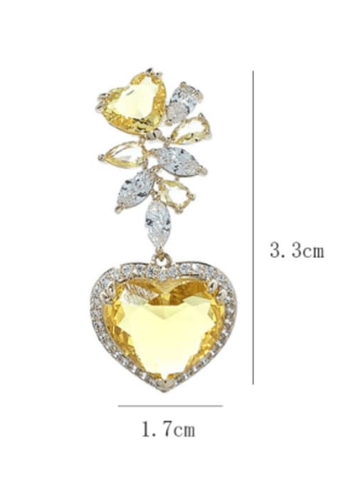 SUUTO Brass Cubic Zirconia Heart Luxury Drop Earring 2