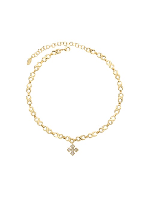 ACCA Brass Shell Cross  Vintage  Hollow Chain Necklace