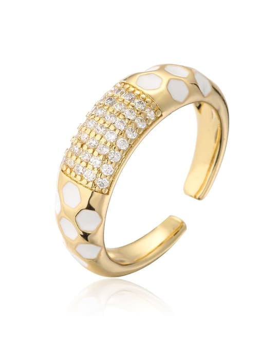 AOG Brass Cubic Zirconia Geometric Vintage Band Ring 4