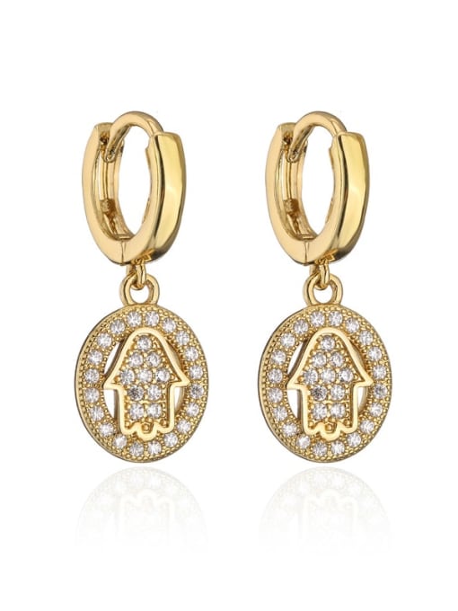 AOG Brass Cubic Zirconia Hand Of Gold Vintage Huggie Earring 0