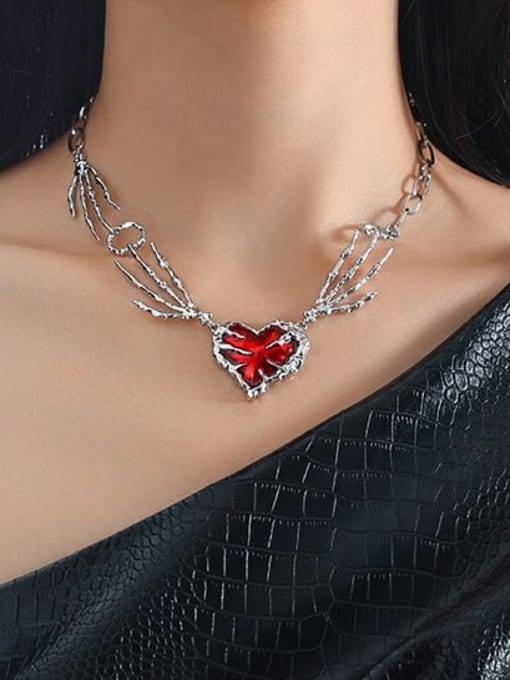 TINGS Brass Cubic Zirconia Hip Hop Heart Earring Ring and Necklace Set 1