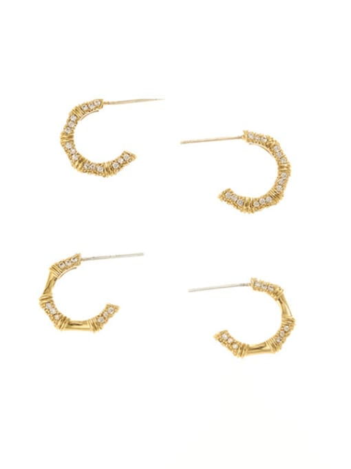 Five Color Brass Cubic Zirconia Geometric Vintage Stud Earring