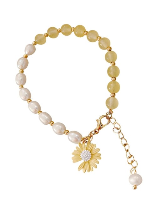 Papara Alloy Imitation Pearl Flower Ethnic Adjustable Bracelet 0