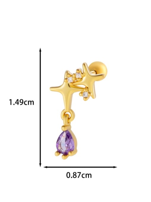 8 # Golden Brass Cubic Zirconia Planet Dainty Single Earring