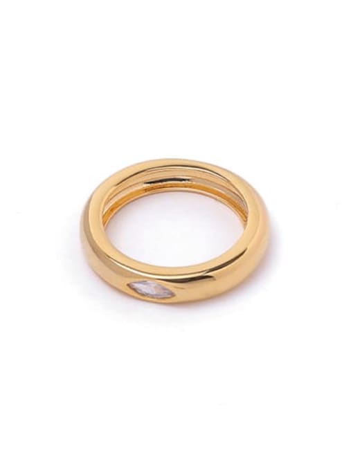 (Brass) Zircon ring Titanium Steel Geometric Minimalist Band Ring