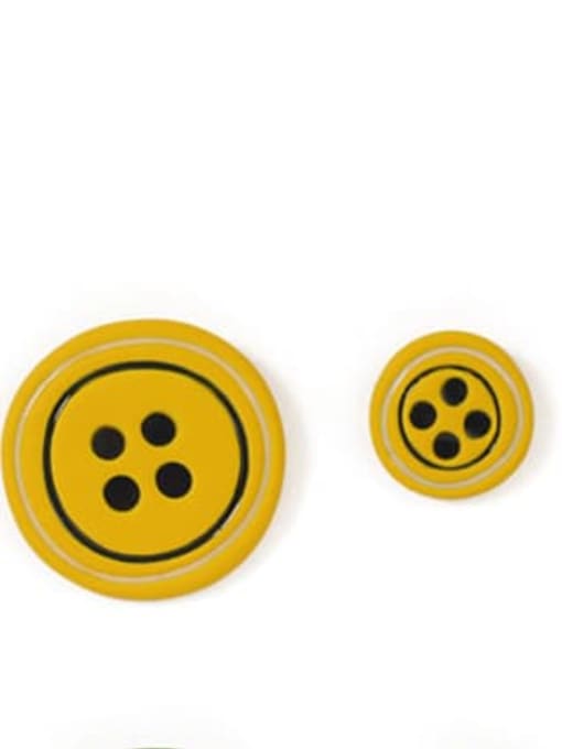 Yellow Earrings Alloy Enamel Geometric Cute  Candy color asymmetry Buttons Stud Earring