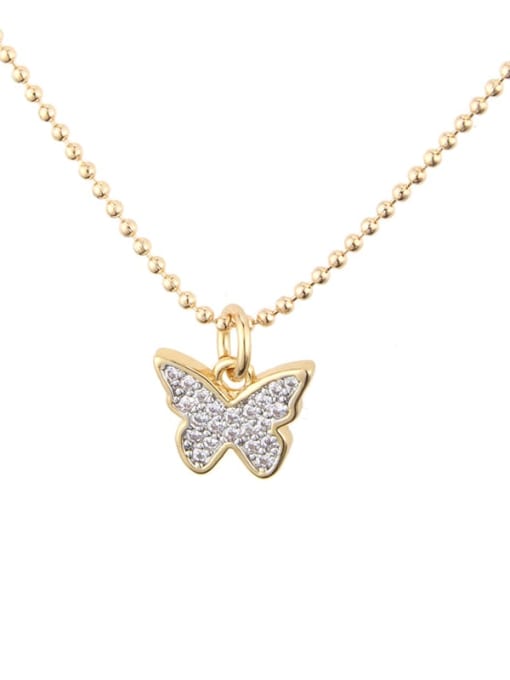 renchi Brass Cubic Zirconia Butterfly Dainty Necklace 1