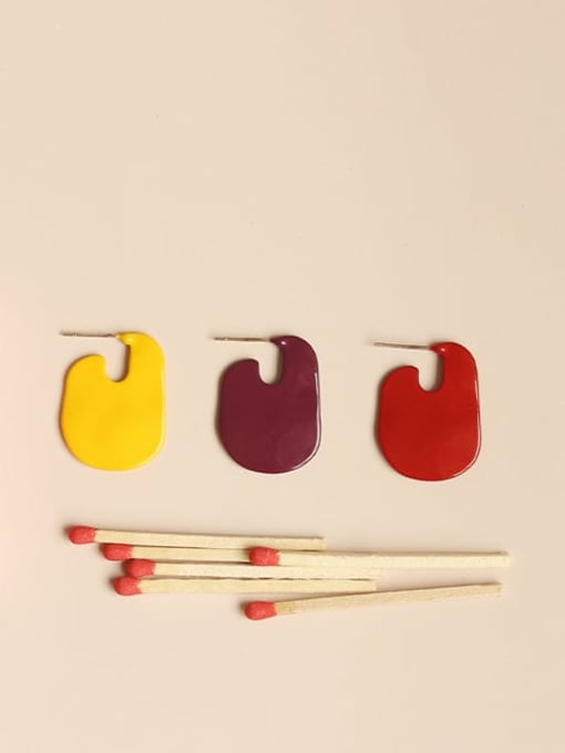 Five Color Alloy Acrylic Geometric Minimalist Stud Earring 2