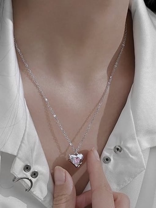 ACCA Titanium Steel Cubic Zirconia Heart Minimalist Necklace 1